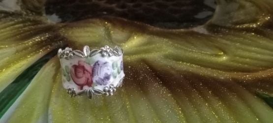 STERLING  SILVER  FLOWER CANVAS RING