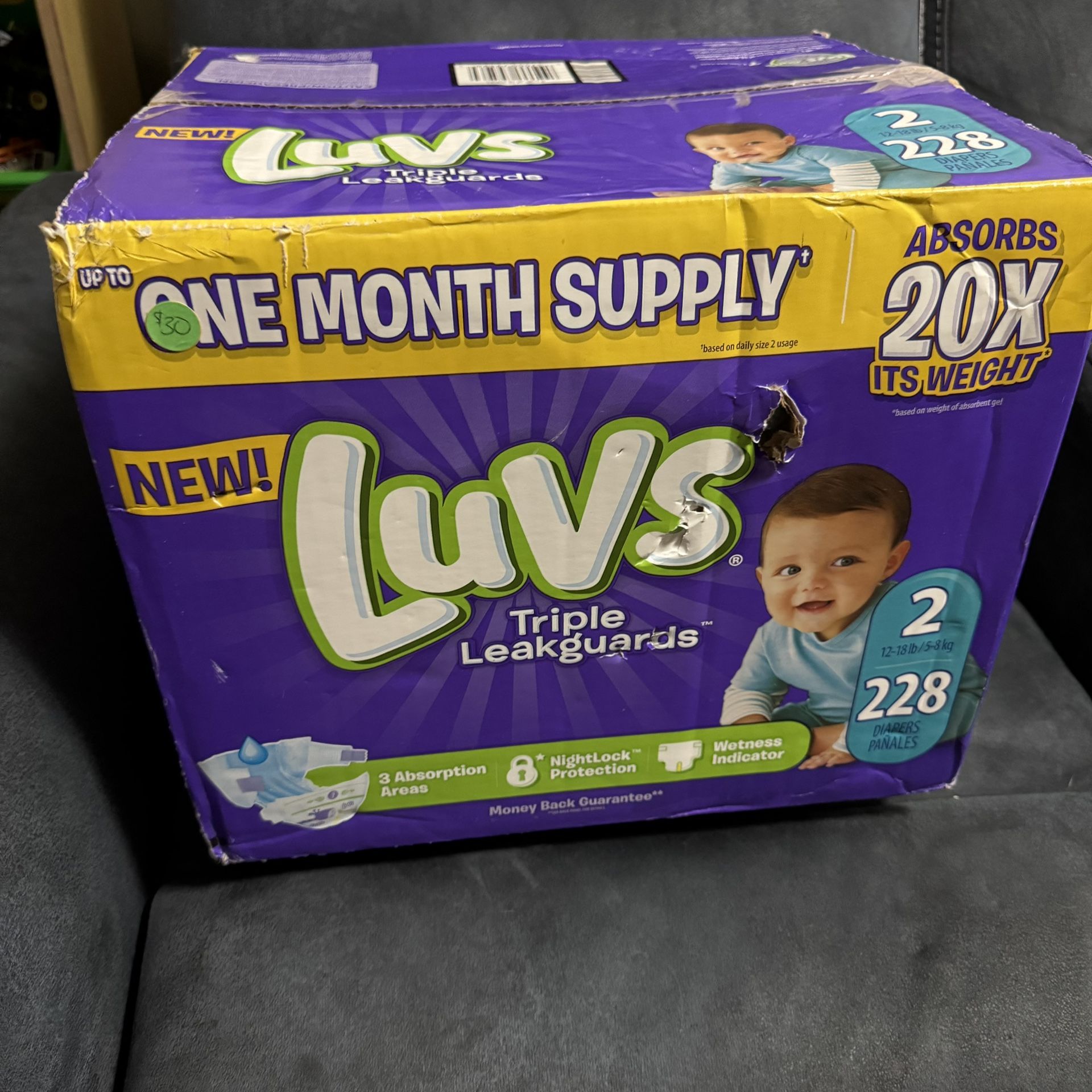 Brand New Box Of 228 Luv Diapers Size 2