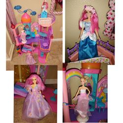 Barbie princess house with dolls and furniture
