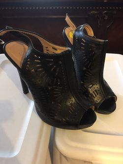 Black open toe boots