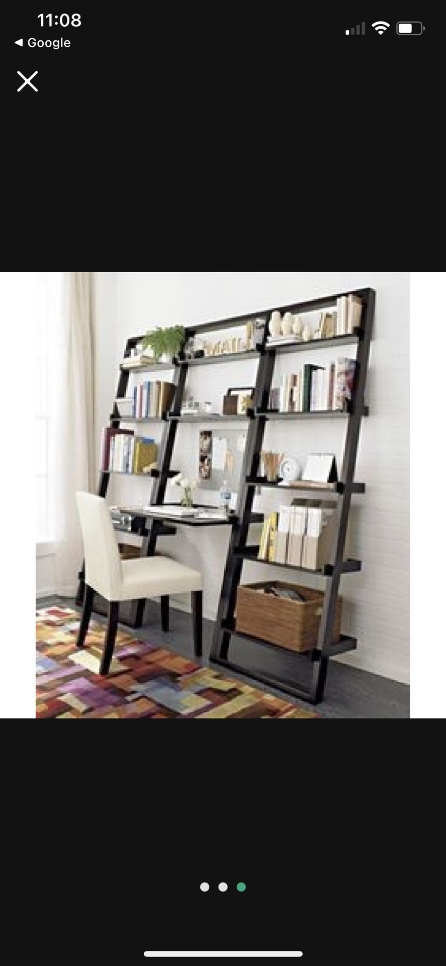 Crate & Barrel Leaning Shelf with desk