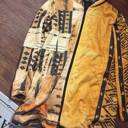 Unisex Faux Fur Lined Tan/Black/ Rust  Aztec Tribal Design Size XL, But Seems Like 2XL 
