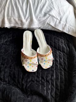 White monogram heels size 8 women’s (39)