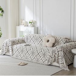 Thick chenille sofa cover, modern minimalist jacquard sofa cover blanket, coffee color, 180x260 cm.