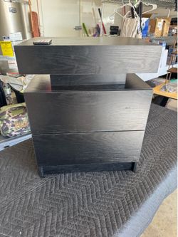 Black nightstand with USB ports electric plug LED lights $65