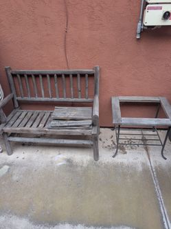 FREE WOODEN BENCH AND SIDE TABLE