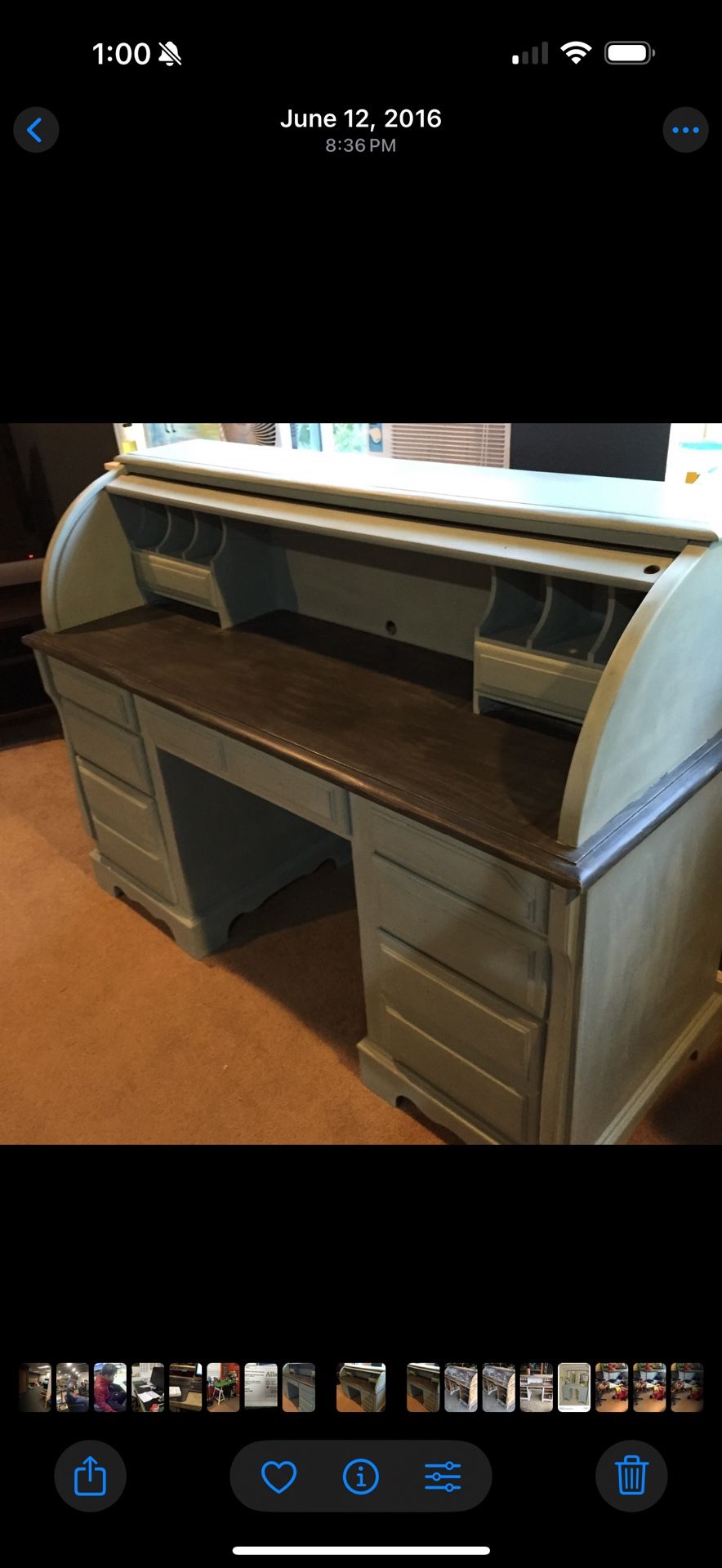 Charming Vintage Desk – Teal & Navy Finish