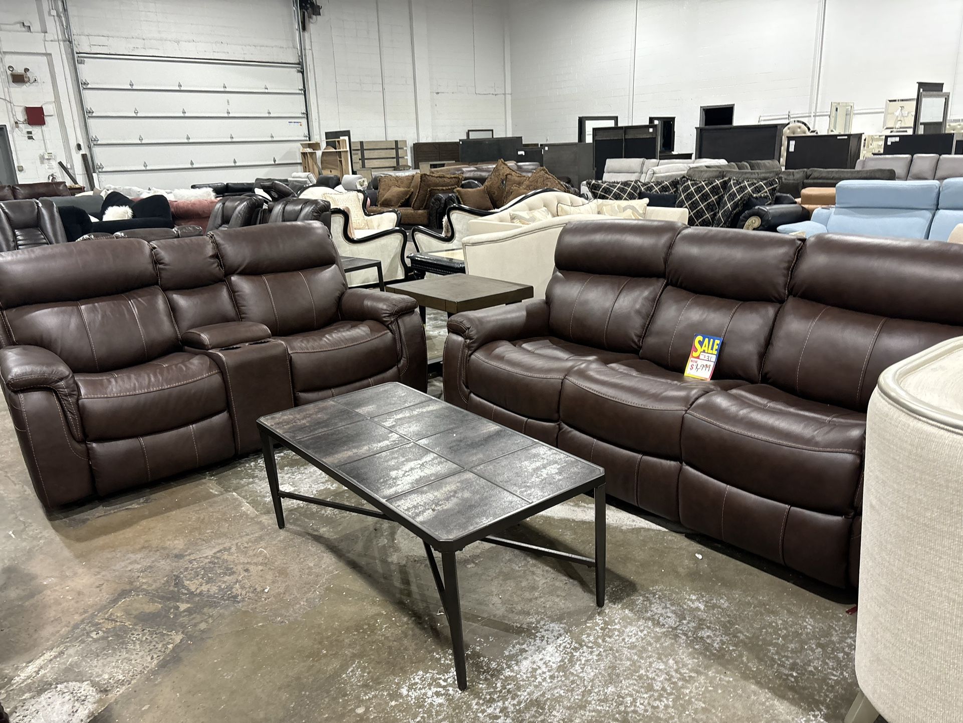 100% Leather Sofa Set