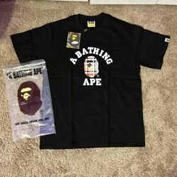 Black bape tee with designer small head size medium