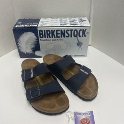 Birkenstock Arizona Soft Footbed Oiled Leather Navy Women’s EU 39 US 8 With Box