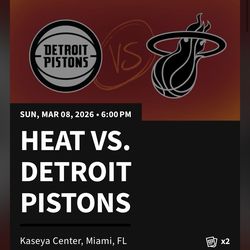 2 Miami Heat Heat Vs Detroit Pistons Tickets