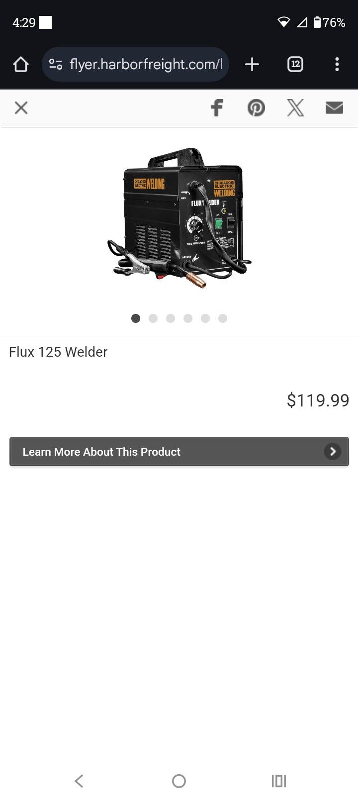 CHICAGO ELECTRIC Flux 125 Welder