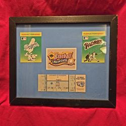 LOS ANGELES DODGERS VS SAN DIEGO PADRES VINTAGE 1993 ORIGINAL TICKET CUSTOM FRAMED 