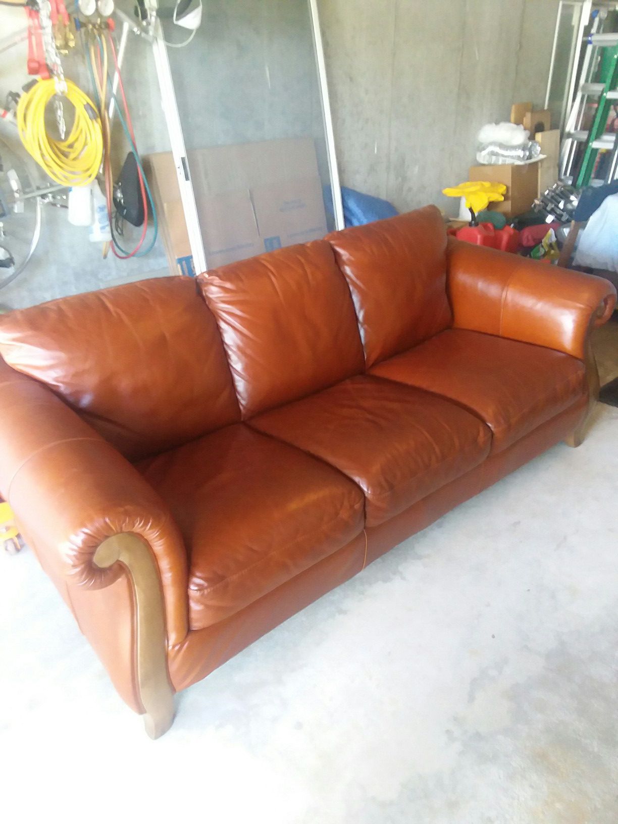 Real Brown Leather Couch,