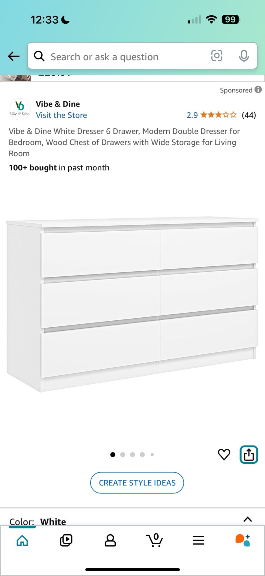 white 6 drawer dresser