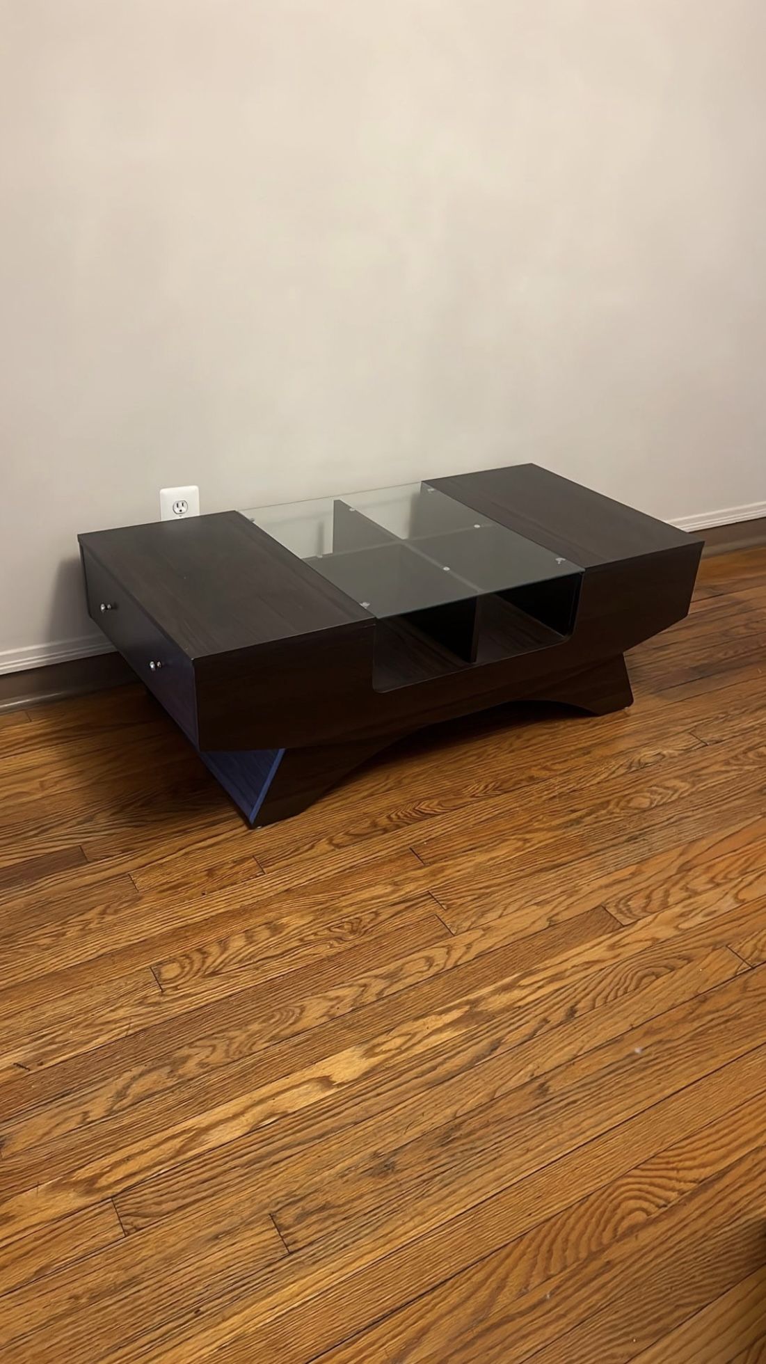 Modern Glass-Top Coffee Table with Storage