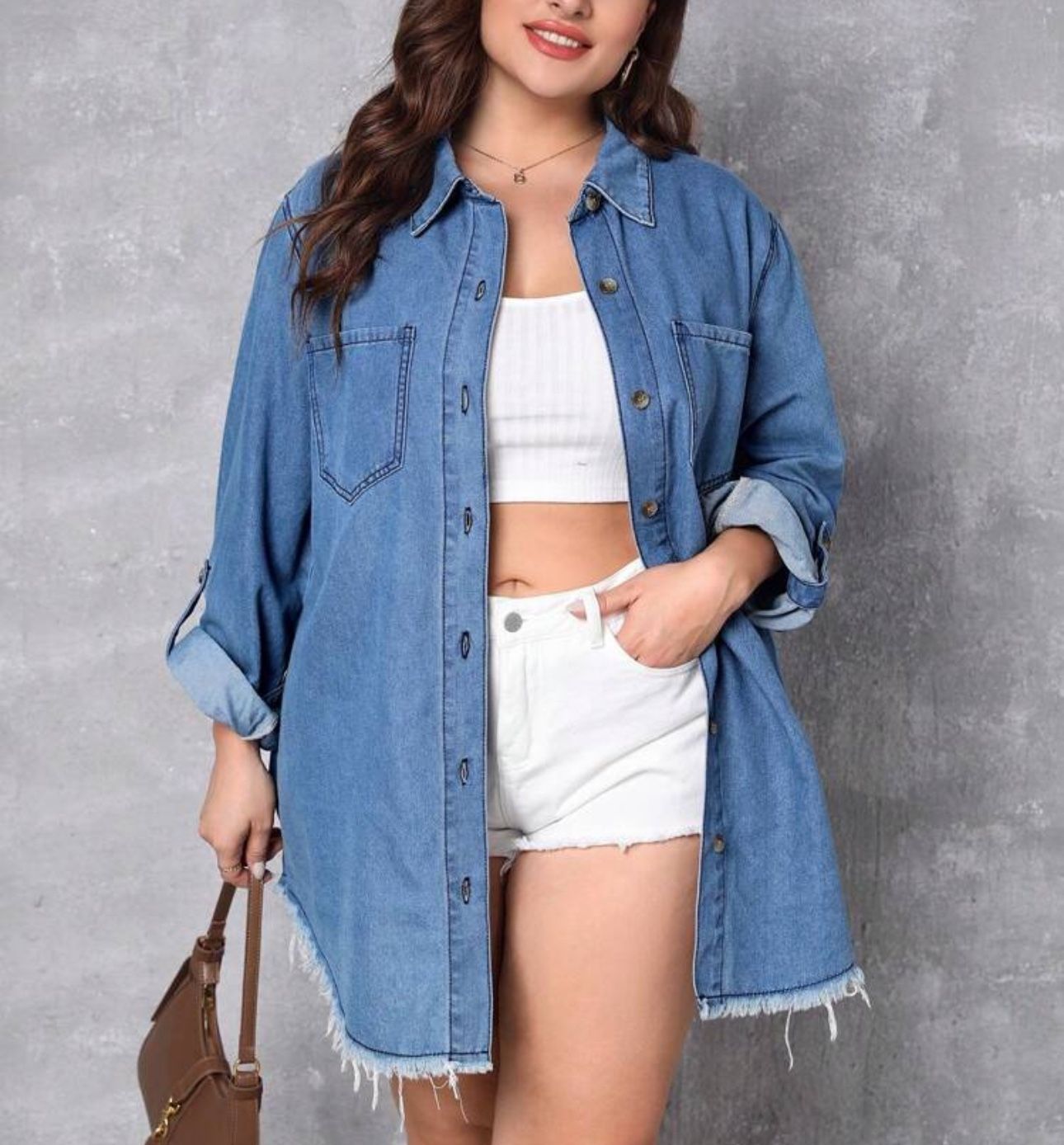 Plus Size Denim Shacket