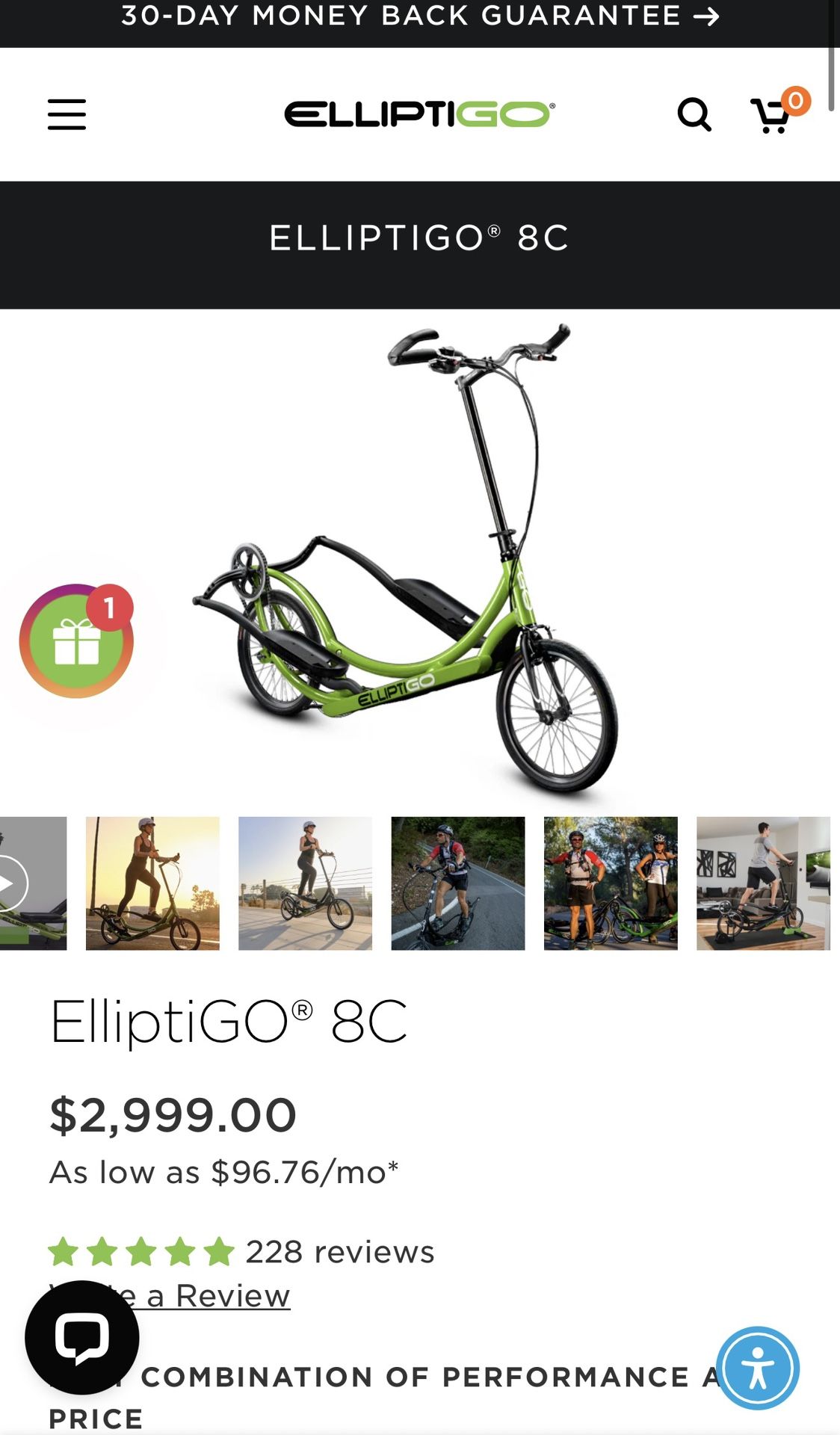 ELLIPTIGO 8c BIKE with Stationary