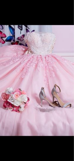 Quinceanera Dress, Pink, size 4 but adjustable