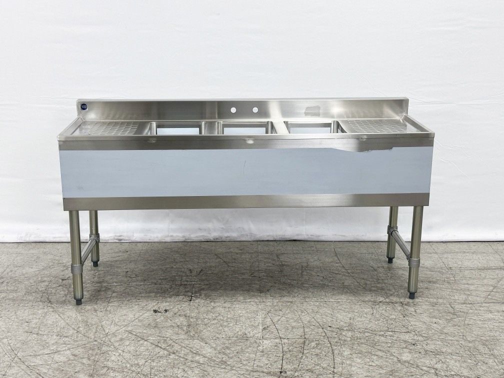 BS3T101410-13LR 60 inches 3 Compartment Bar Sink with Faucet