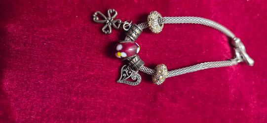 Silver Mesh Charm Bracelet with Multiple Charms