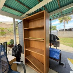 Book Shelf. 70 1/2 By 34 1/2. 5 Compartments. Is Missing One Of The Pins That Holds The Shelf, That’s Easy To Fine In Home Depot.