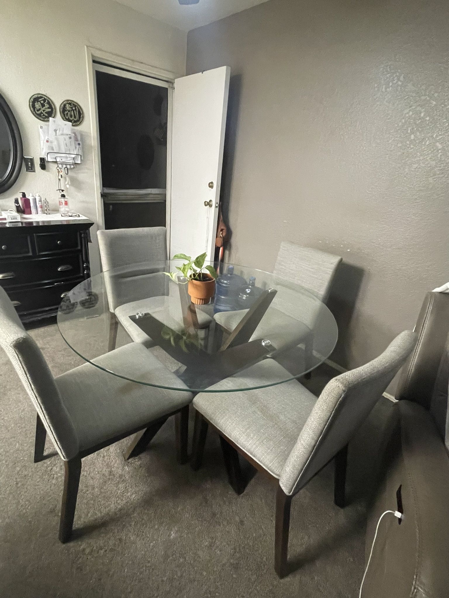 Modern Glass Dining Table & Chairs Set