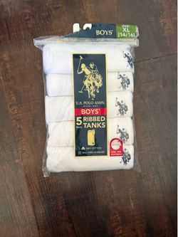 U.S. Polo Assn. Boys 5-Pack Tank Tops White XL (14/16)