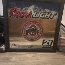 Coors Light / Ohio State Framed Bar Mirror – Man Cave Decor