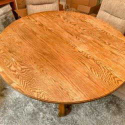 Large Solid Oak Dining Table With Leaves