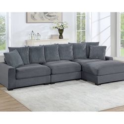 4pcs Modular Plush Stylish Corduroy Sectional Set 