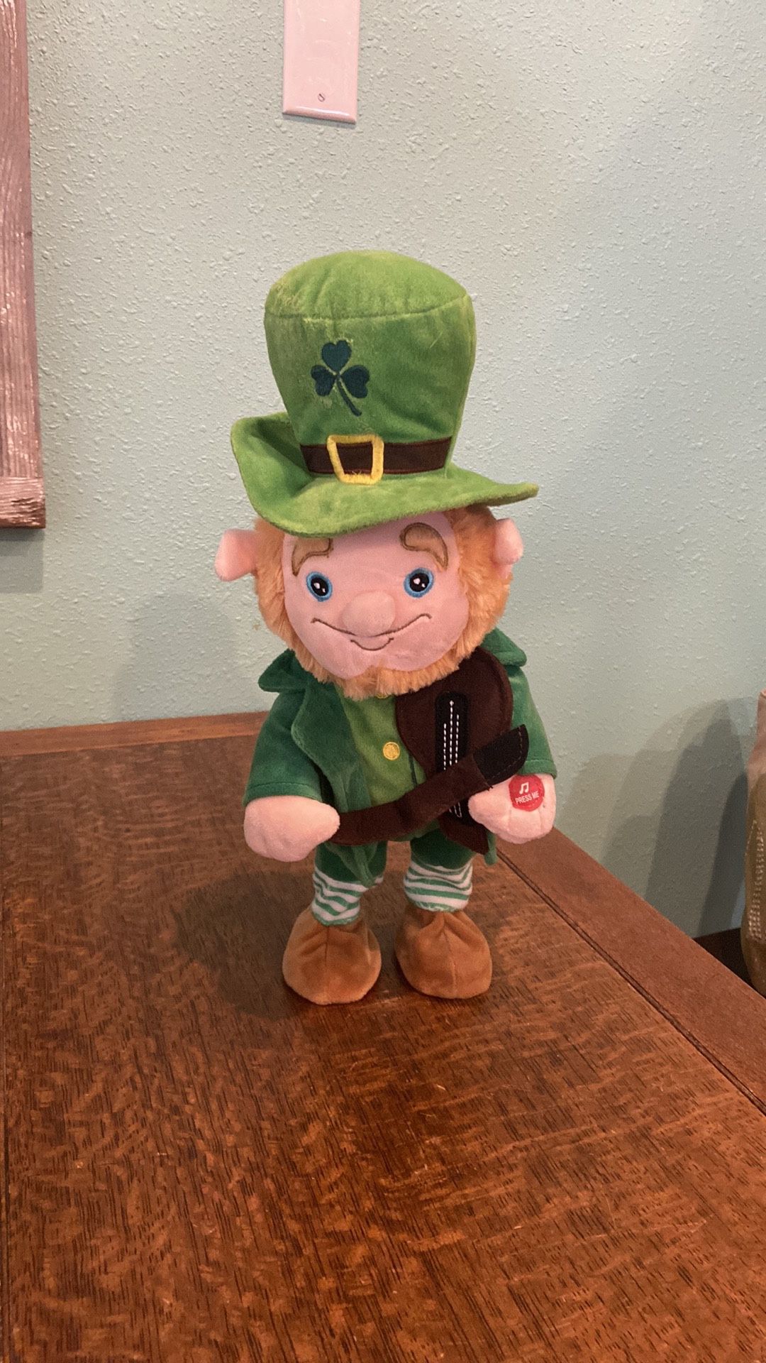 Musical Leprechaun plush.  Excellent condition.