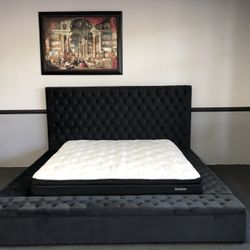 Black Velvet King Bed W/ Storage 