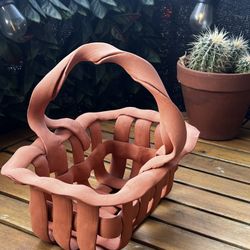 Handmade Terracotta Basket Sculpture