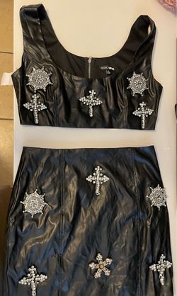 Fashion Nova skirt and top set, black, size L