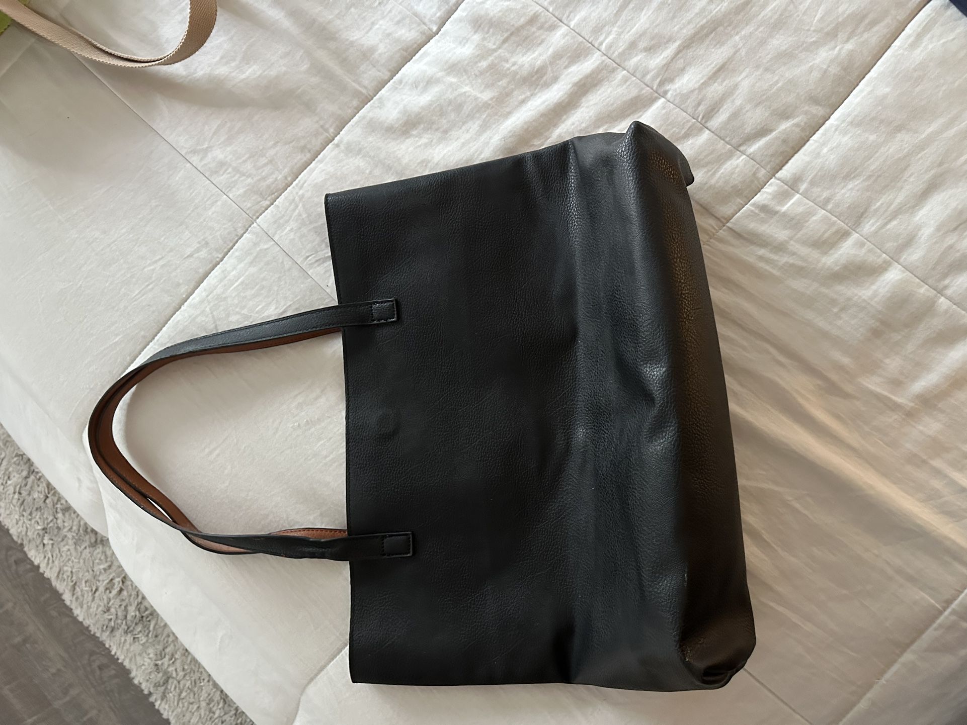 Large Reversible Black/brown Tote
