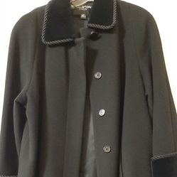 Vintage Halston Black Long Wool Coat 8P.