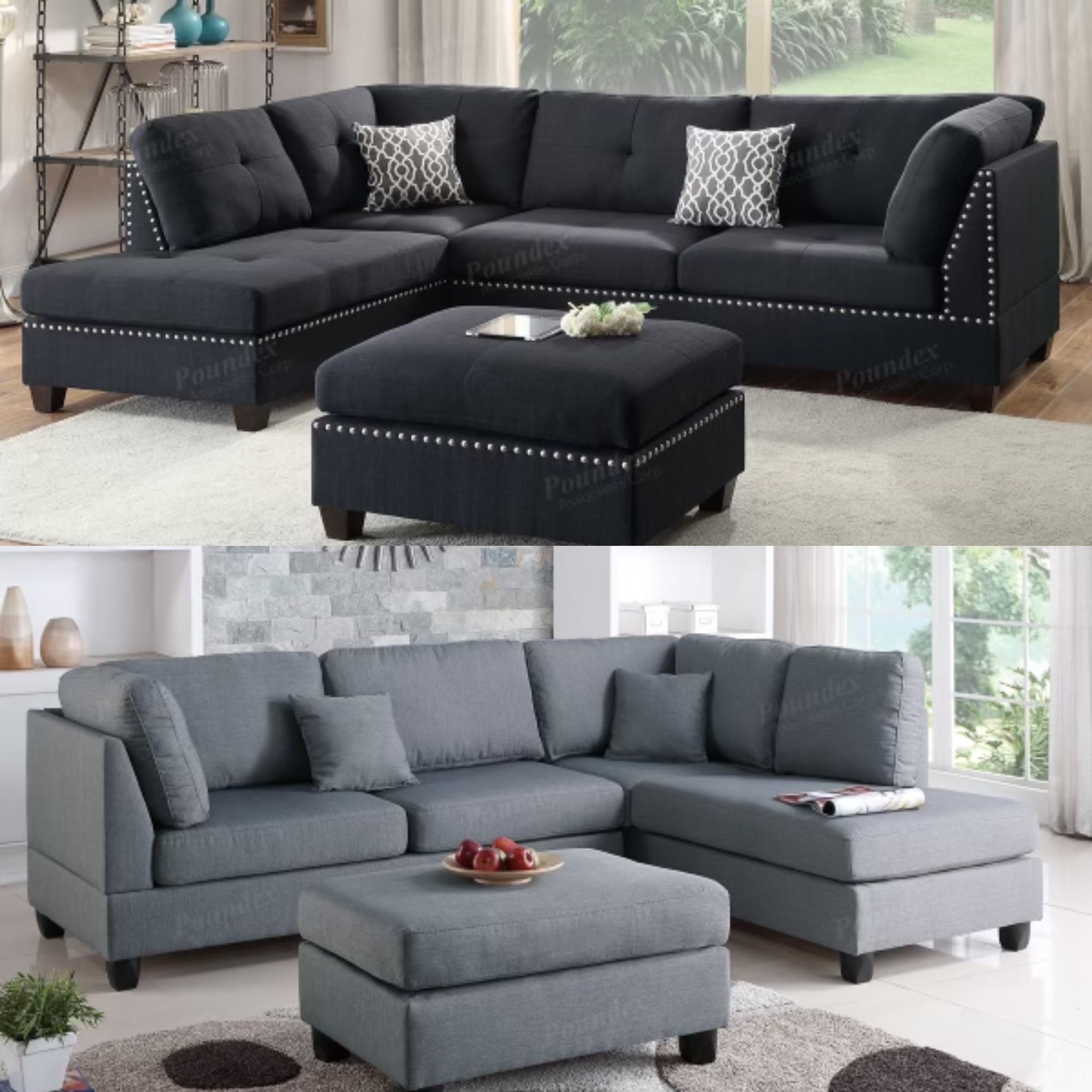 3pc Sectional Sofa With Matching Ottoman. New!