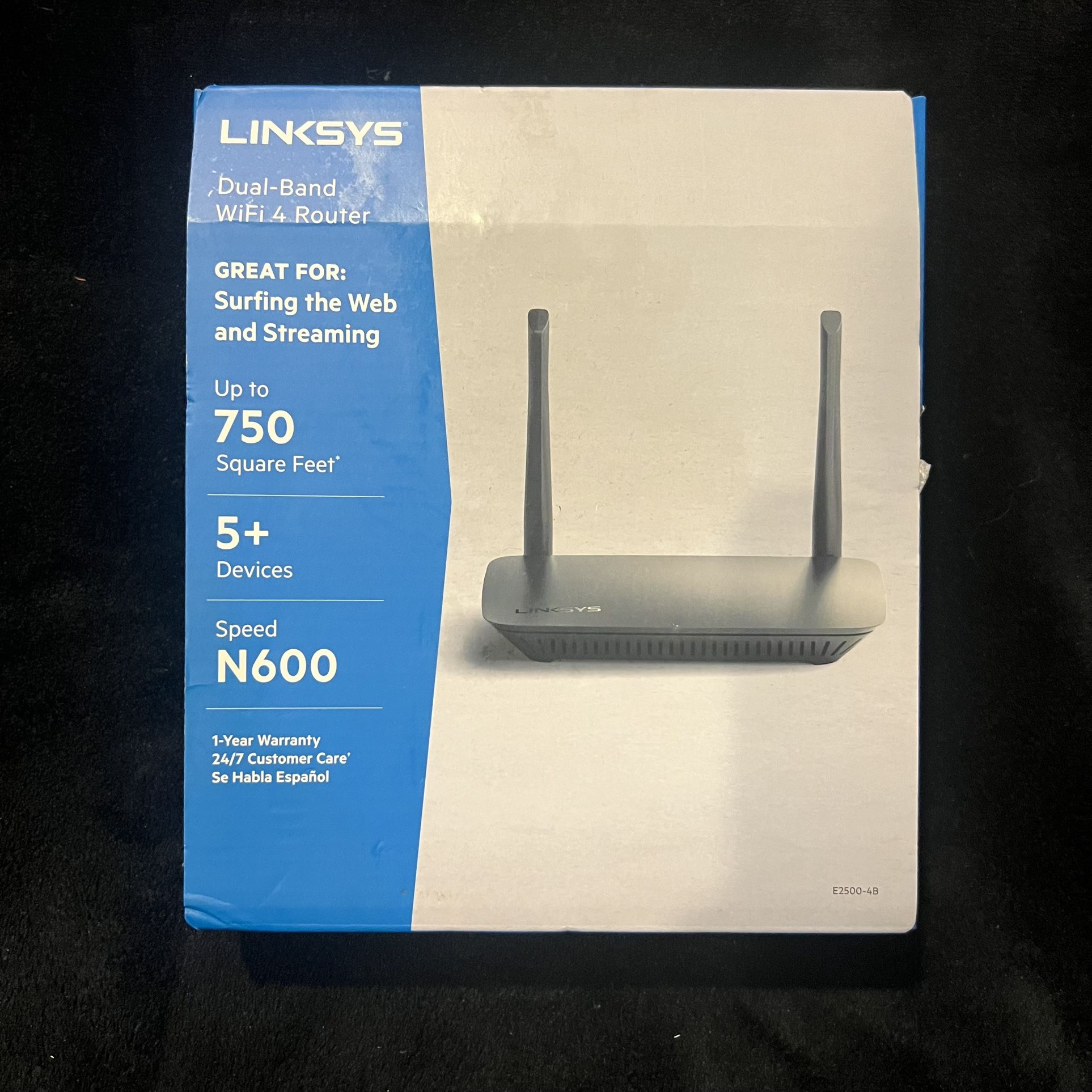 Linksys Dual-Band Wifi 4 Router/ Up To 750sqt 5 + Devices N600 Speed