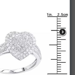 14 Kt White Gold Diamond 💎 Heart, Bridge Ring 💍 Size 6.5.  $500.00. Firm Price!  Pick Up Only!  Contact Me If Your,Serious and Interested 😊 😉 Have