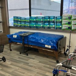 Hospital Bed With Spring Mattress And Half Rail Combo