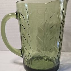 Vintage Avocado Green Glass Pitcher