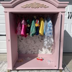 Pink Kids Wardrobe / Dress-Up Closet – Solid Wood