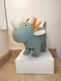 Crochetts Large 19" Triceratops Dinosaur Plush Hand Crochet Amigurumi Soft Toy
