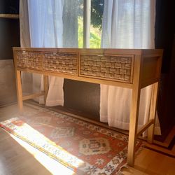 Studio McGee Woven 3 Drawer Console/sofa Table Entry Table