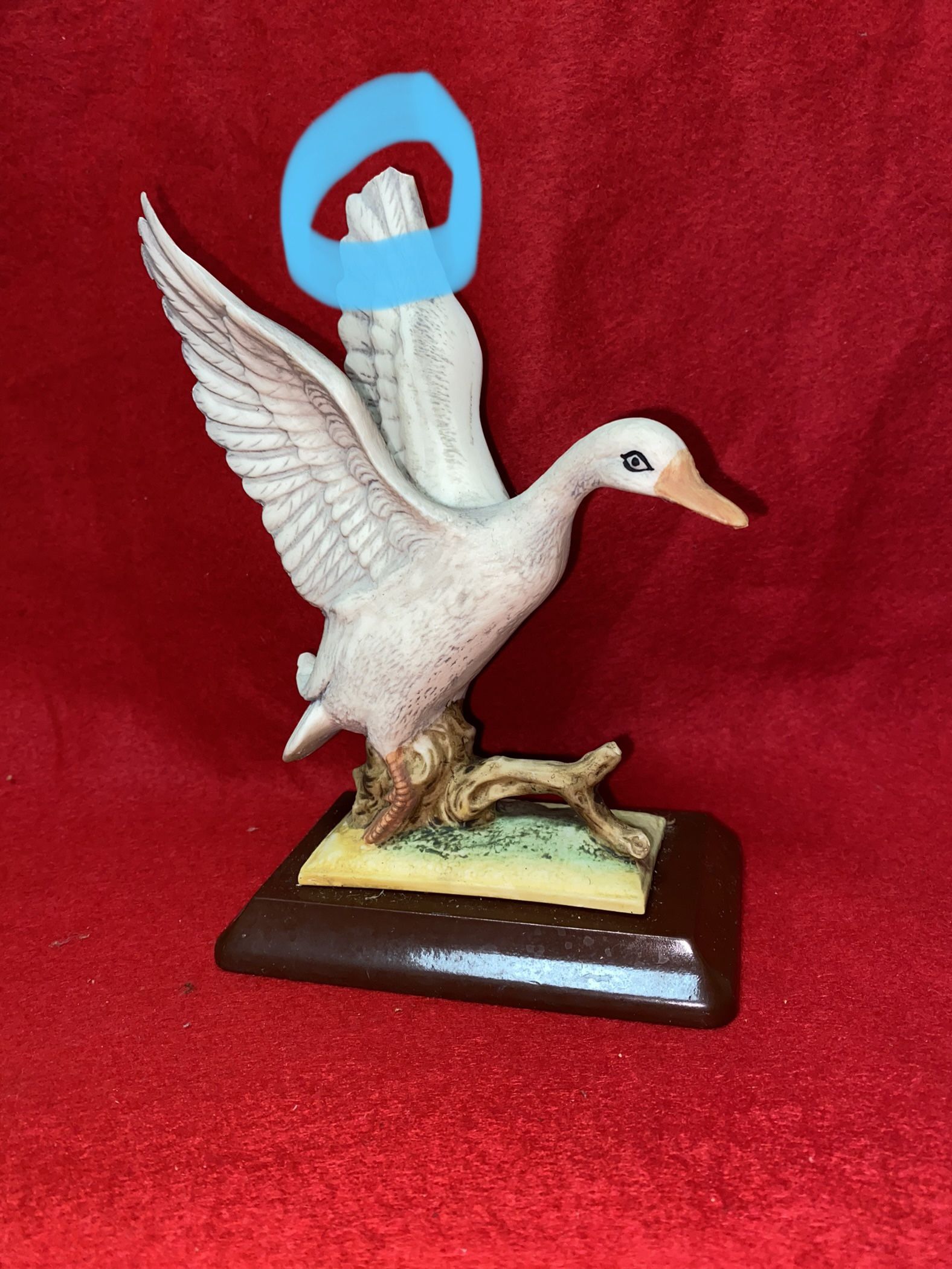 8 Inch x 5 Inch Painted Alabaster Duck Statue Imported From Greece (Slightly Broken Wing) (Read Description)