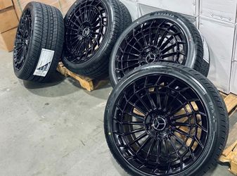 NEW 20" Black Rims Wheels Tires Fits: Mercedes Benz S63 S65 S500 S550 S560 S580-We Finance