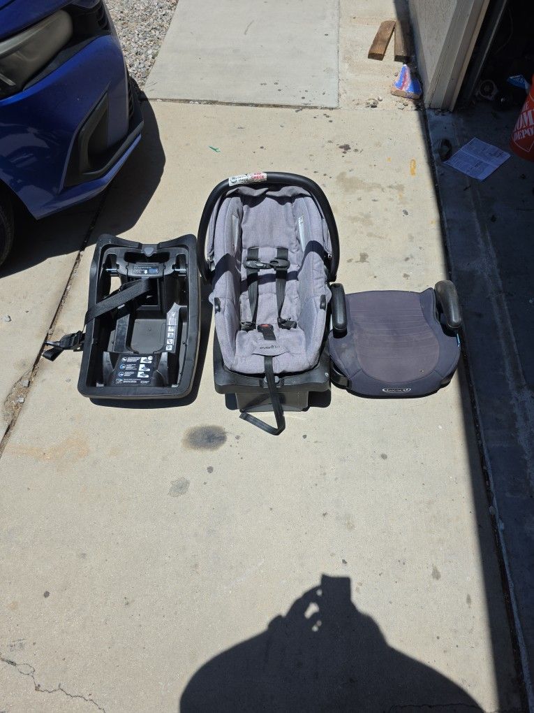Car Seat, X2 Quick Disconnect Car Seat Mounts, And Booster Seat