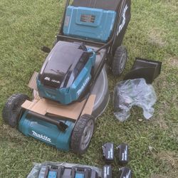 Makita XML08N 18v×2 Lawn Mower With (4) 5.0Ah Batteries & Charger 