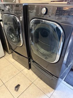LG ThinQ Front-Load Washer and Dryer Set